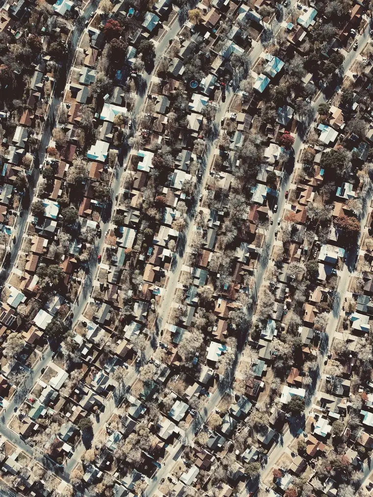 Aerial view of Dallas residential neighborhoods